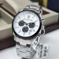 Maserati Attrazione Chronograph White Dial Silver Steel Strap Watch for Men - R8853151004