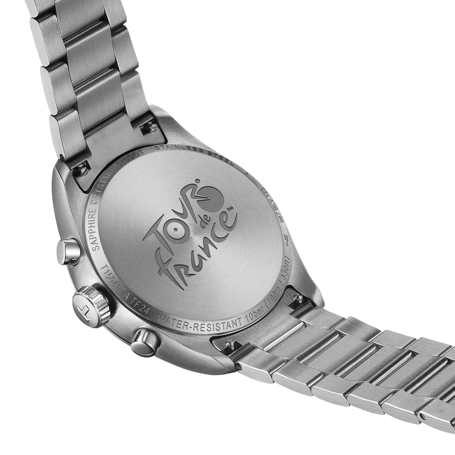 Tissot PR 100 Tour De France Chronograph Black Dial Silver Steel Strap Watch for Men - T150.417.11.051.00