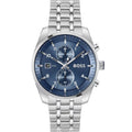 Hugo Boss Skytraveller Chronograph Blue Dial Silver Steel Strap Watch for Men - 1514216
