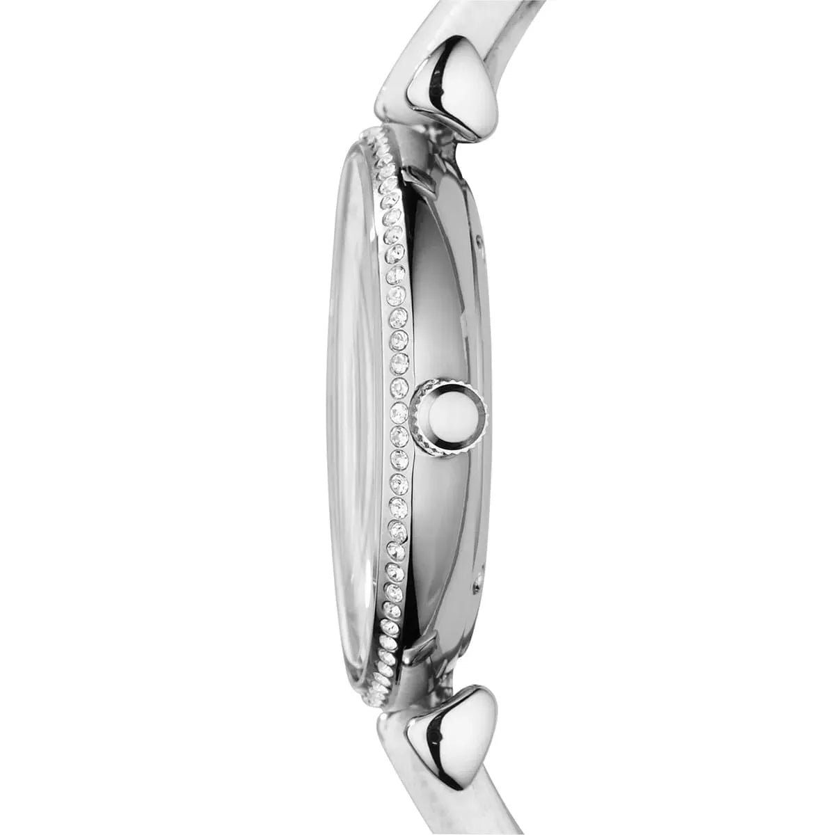 Emporio Armani Gianni T-Bar Silver Dial White Leather Strap Watch for Women - AR1680