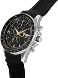 Maserati SFIDA Chronograph Black Dial Black Silicone Strap Watch for Men - R8871640005