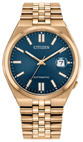 Citizen Tsuyosa 60 Automatic Blue Dial Rose Gold Steel Strap Watch for Men - NK0023-57L