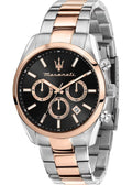 Maserati Attrazione Chronograph Black Dial Two Tone Steel Strap Watch for Men - R8853151002