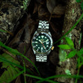 Seiko 5 Sports Forest Green Sunrise Limited Edition Green Dial Silver Steel Strap Watch for Men - SSK050K1