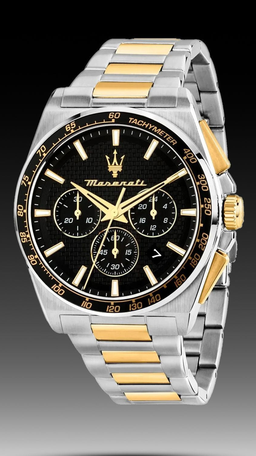 Maserati Velocità Chronograph Black Dial Two Tone Steel Strap Watch for Men - R8873652003