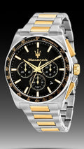 Maserati Velocità Chronograph Black Dial Two Tone Steel Strap Watch for Men - R8873652003