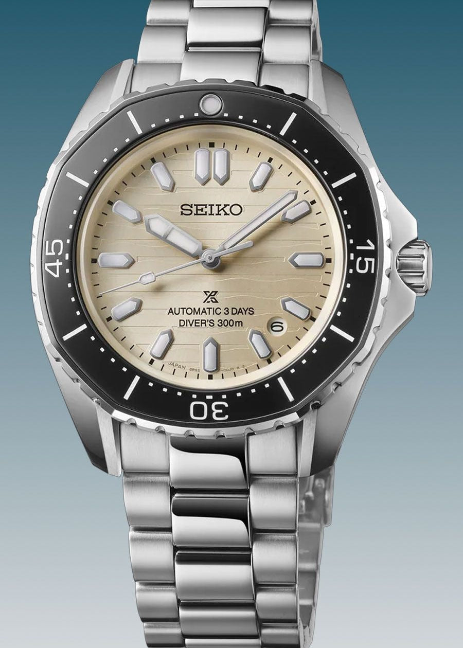 Seiko Prospex Polygonal Divers Automatic Pearl White Dial Silver Steel Strap Watch for Men - SPB481J1