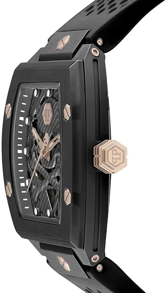Philipp Plein The $Keleton Black Dial Black Silicone Strap Watch for Men - PWVBA0523