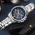 Maserati Successo Chronograph Blue Dial Silver Steel Strap Watch for Men - R8873621037