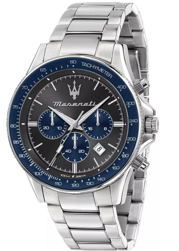 Maserati SFIDA Limited Edition Chronograph Grey Dial Silver Steel Strap Watch for Men - R8873640018