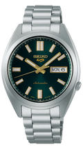 Seiko 5 Sports Automatic Green Dial Silver Steel Strap Watch for Men - SRPL57K1