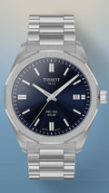 Tissot PRC 100 Solar Quartz Blue Dial Silver Steel Strap Watch for Men - T151.422.11.041.00