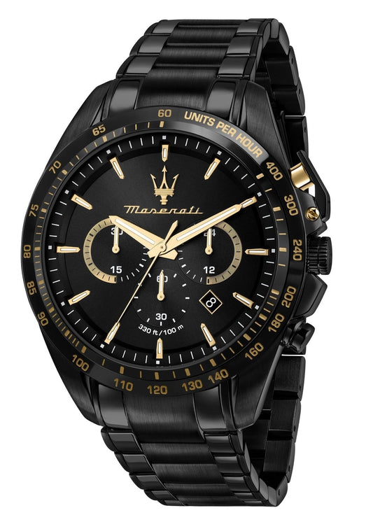 Maserati Traguardo Limited Edition Chronograph Black Dial Black Steel Strap Watch for Men - R8873612051