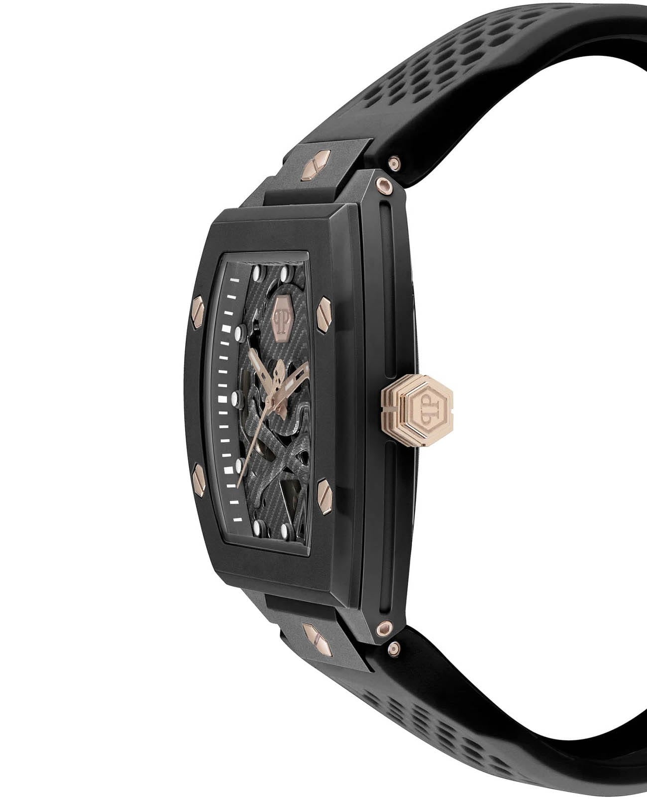 Philipp Plein The $Keleton Black Dial Black Silicone Strap Watch for Men - PWVBA0523