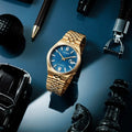 Citizen Tsuyosa 60 Automatic Blue Dial Rose Gold Steel Strap Watch for Men - NK0023-57L