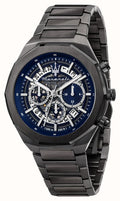 Maserati Stile Skeleton Chronograph Blue Dial Grey Steel Strap Watch for Men - R8873642012