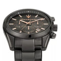 Maserati Attrazione Chronograph Black Dial Black Steel Strap Watch for Men - R8853151001