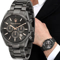 Maserati Attrazione Chronograph Black Dial Black Steel Strap Watch for Men - R8853151001