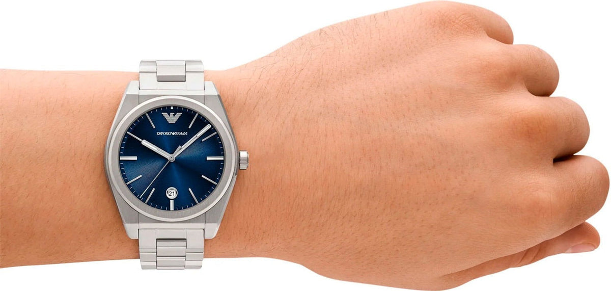 Emporio Armani Frederico Analog Blue Dial Silver Steel Strap Watch for Men - AR11620