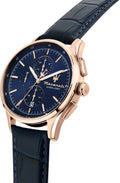 Maserati Sorpasso Chronograph Blue Dial Blue Leather Strap Watch for Men - R8871624009