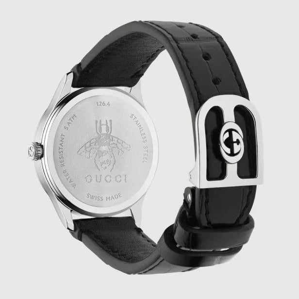 Gucci G Timeless Black Dial Black Leather Strap Watch for Women - YA1265055