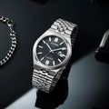 Citizen Tsuyosa 60 Automatic Black Dial Silver Steel Strap Watch for Men - NK0020-55E