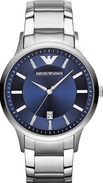 Emporio Armani Renato Blue Dial Silver Steel Strap Watch for Men - AR11180