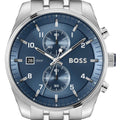 Hugo Boss Skytraveller Chronograph Blue Dial Silver Steel Strap Watch for Men - 1514216