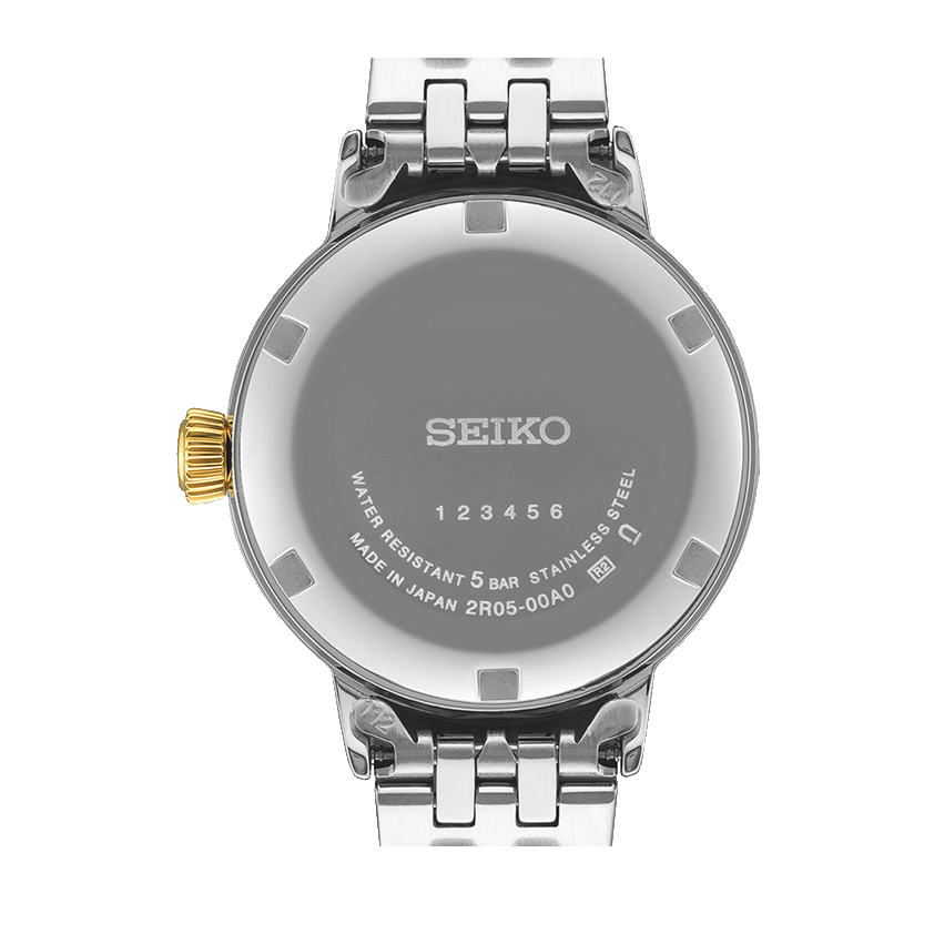 Seiko Presage Cocktail Time Automatic Diamonds White Dial Two Tone Steel Strap Watch for Women - SRE010J1
