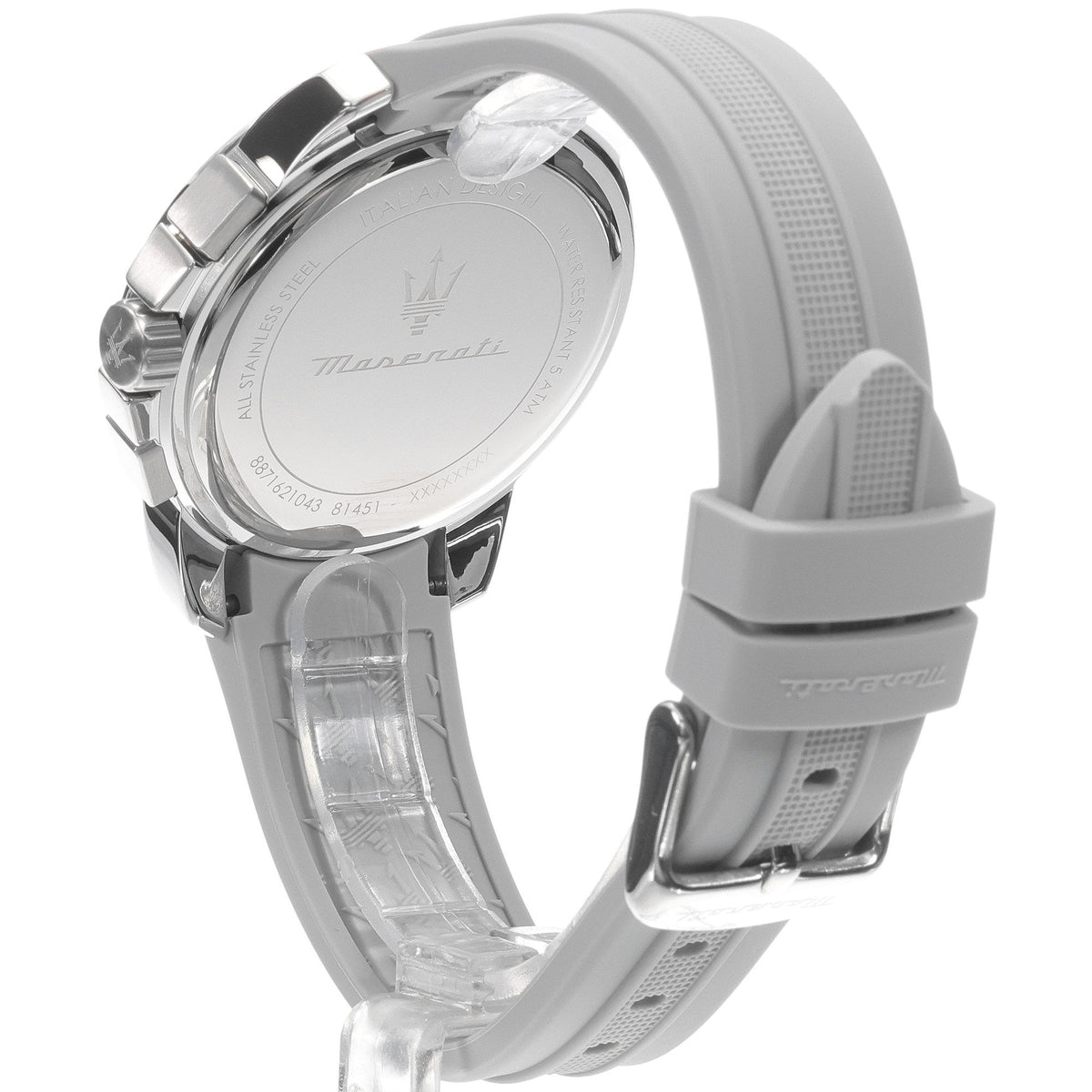 Maserati Successo Chronograph Grey Dial Grey Rubber Strap Watch for Men - R8871621043