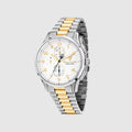 Maserati Sorpasso Chronograph White Dial Two Tone Steel Strap Watch for Men - R8873624003