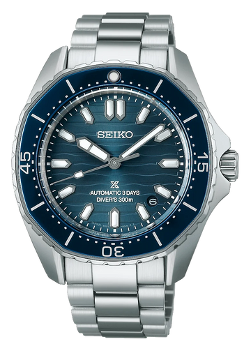 Seiko Prospex Polygonal Divers Automatic Blue Dial Silver Steel Strap Watch for Men - SPB483J1