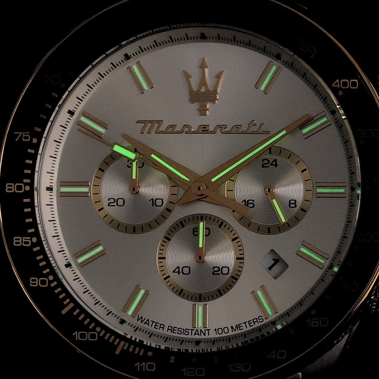Maserati SFIDA Chronograph Silver Dial Two Tone Steel Strap Watch for Men - R8873640024