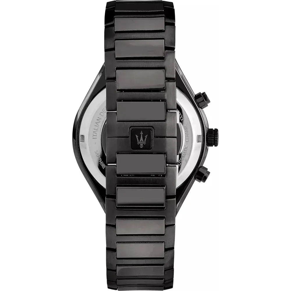 Maserati Stile Skeleton Chronograph Blue Dial Grey Steel Strap Watch for Men - R8873642012