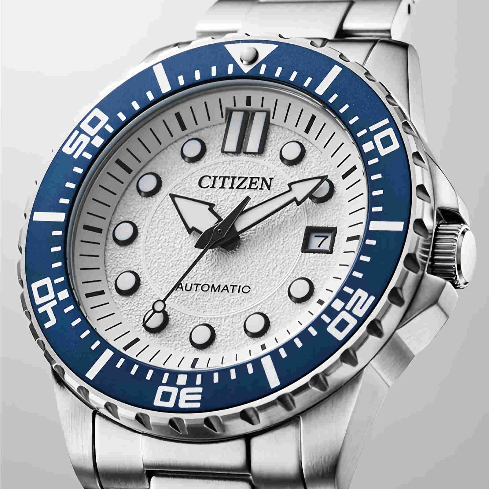 Citizen Mechanical Automatic White Dial Silver Steel Strap Watch for Men - NJ0171-81A