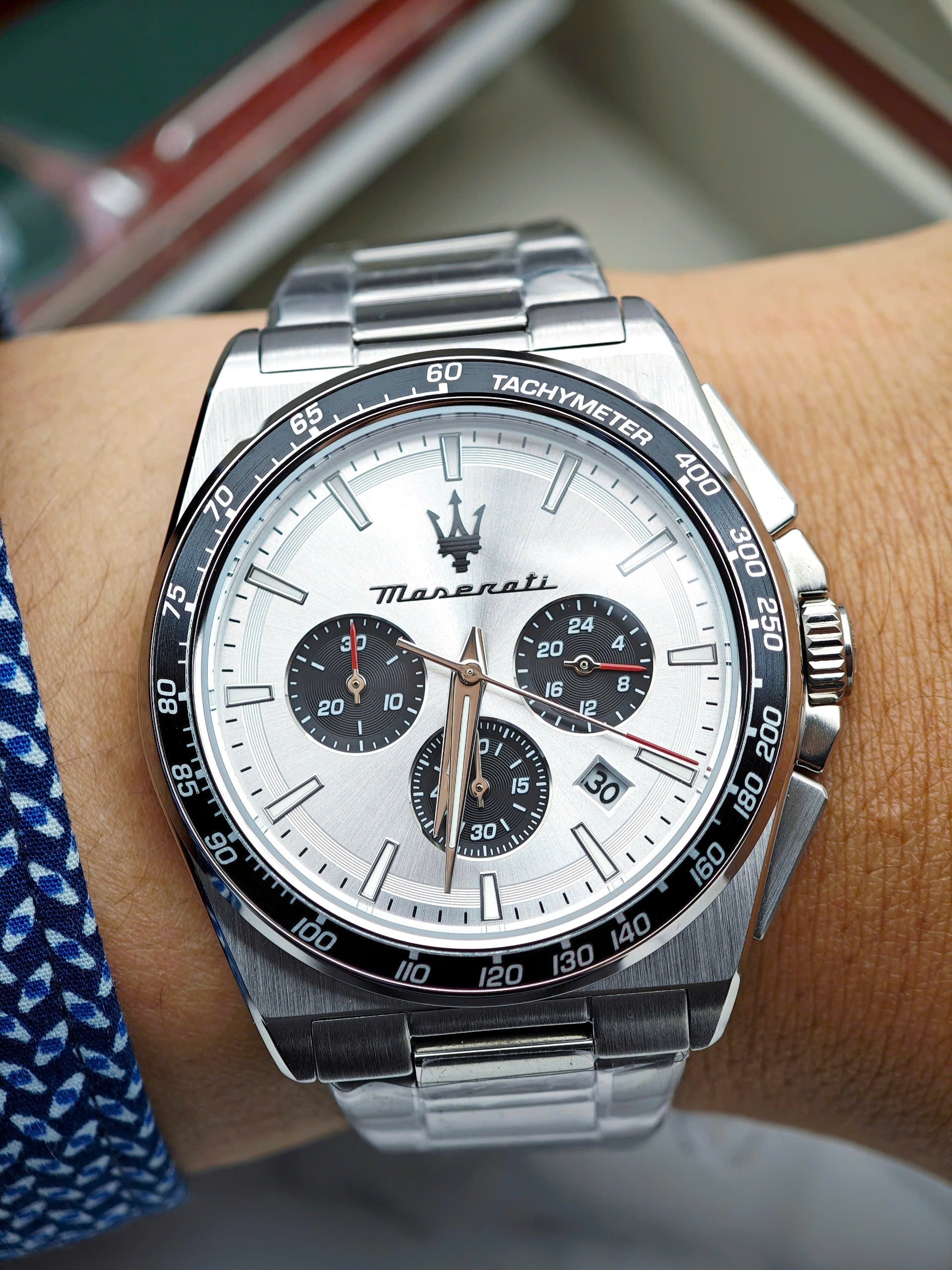 Maserati Velocità Chronograph Silver Dial Silver Steel Strap Watch for Men - R8873652006