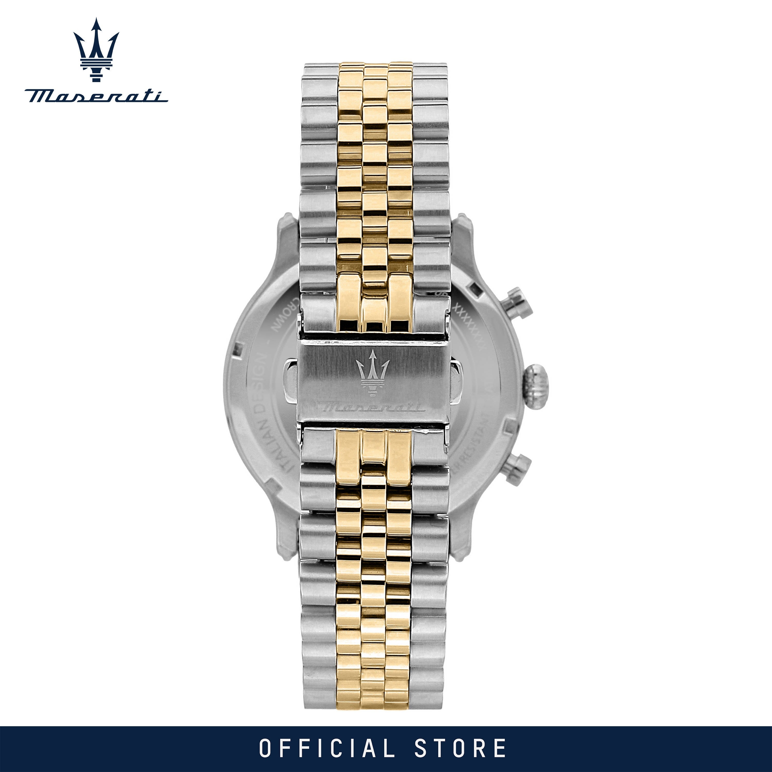 Maserati Epoca Chronograph Blue Dial Two Tone Steel Strap Watch for Men - R8873618030