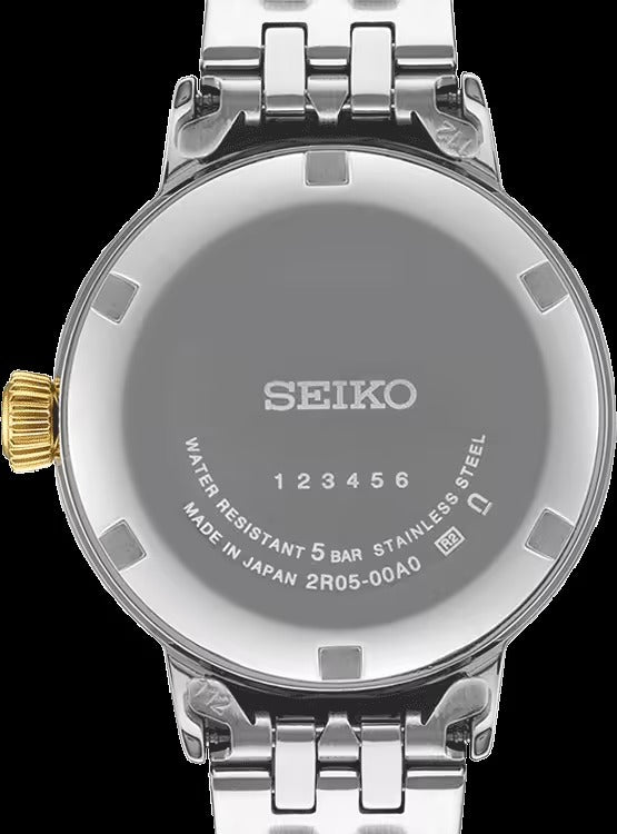 Seiko Presage Cocktail Time Automatic Diamonds White Dial Two Tone Steel Strap Watch for Women - SRE010J1