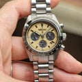 Seiko Prospex Speedtimer Solar Chronograph Gold Dial Silver Steel Strap Watch for Men - SSC817