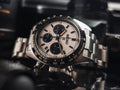 Seiko Prospex Speedtimer Solar Chronograph White Dial Silver Steel Strap Watch for Men - SSC813
