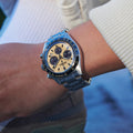 Seiko Prospex Speedtimer Solar Chronograph Gold Dial Silver Steel Strap Watch for Men - SSC817