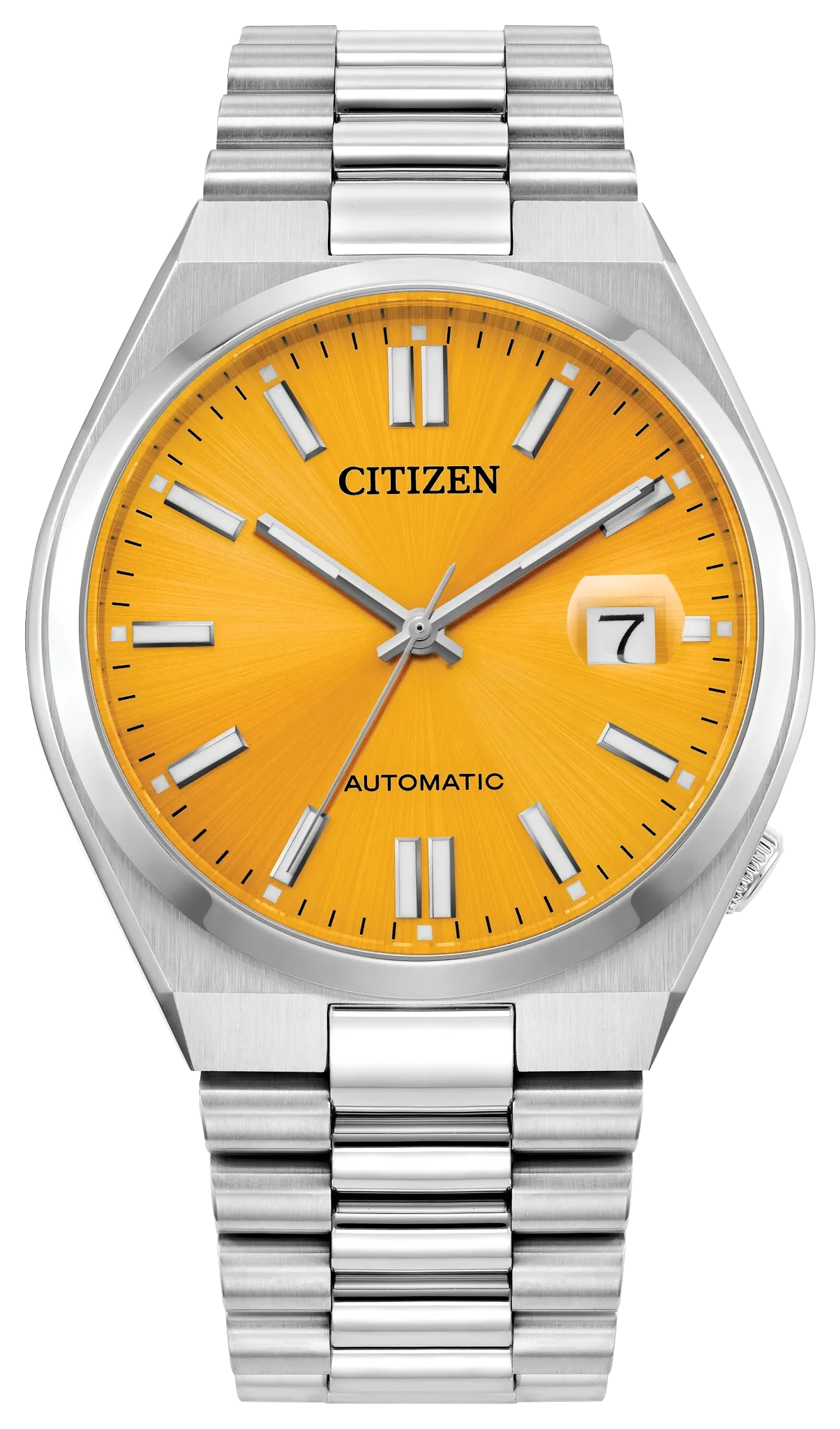 Citizen Tsuyosa Automatic Yellow Dial Silver Steel Strap Watch for Men - NJ0150-56Z