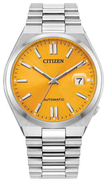 Citizen Tsuyosa Automatic Yellow Dial Silver Steel Strap Watch for Men - NJ0150-56Z
