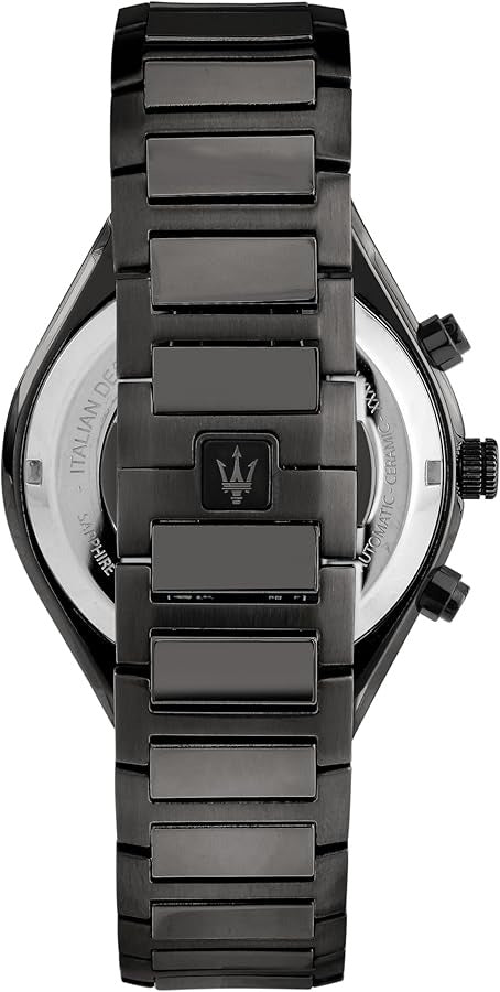 Maserati Stile Skeleton Chronograph Blue Dial Grey Steel Strap Watch for Men - R8873642012