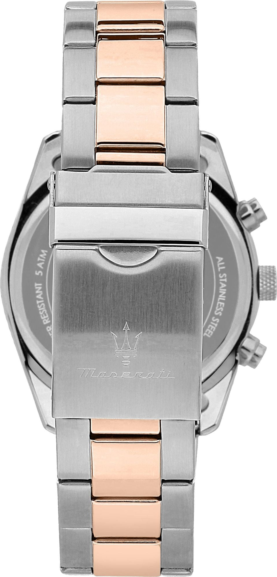 Maserati Attrazione Chronograph Black Dial Two Tone Steel Strap Watch for Men - R8853151002