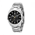 Maserati Attrazione Chronograph Black Dial Silver Steel Strap Watch for Men - R8853151010