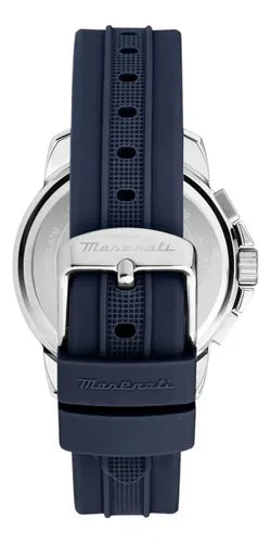 Maserati Successo Chronograph Silver Dial Blue Silicone Strap Watch for Men - R8871621042