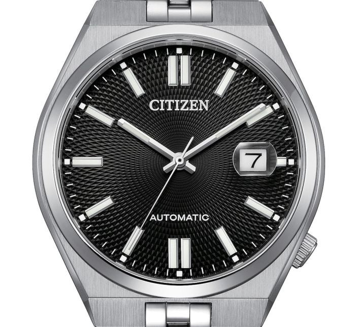 Citizen Tsuyosa 60 Automatic Black Dial Silver Steel Strap Watch for Men - NK0020-55E