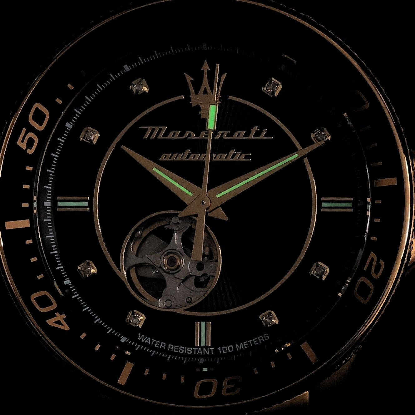 Maserati SFIDA Special Edition Automatic Black Dial Gold Steel Strap Watch for Men - R8823140012