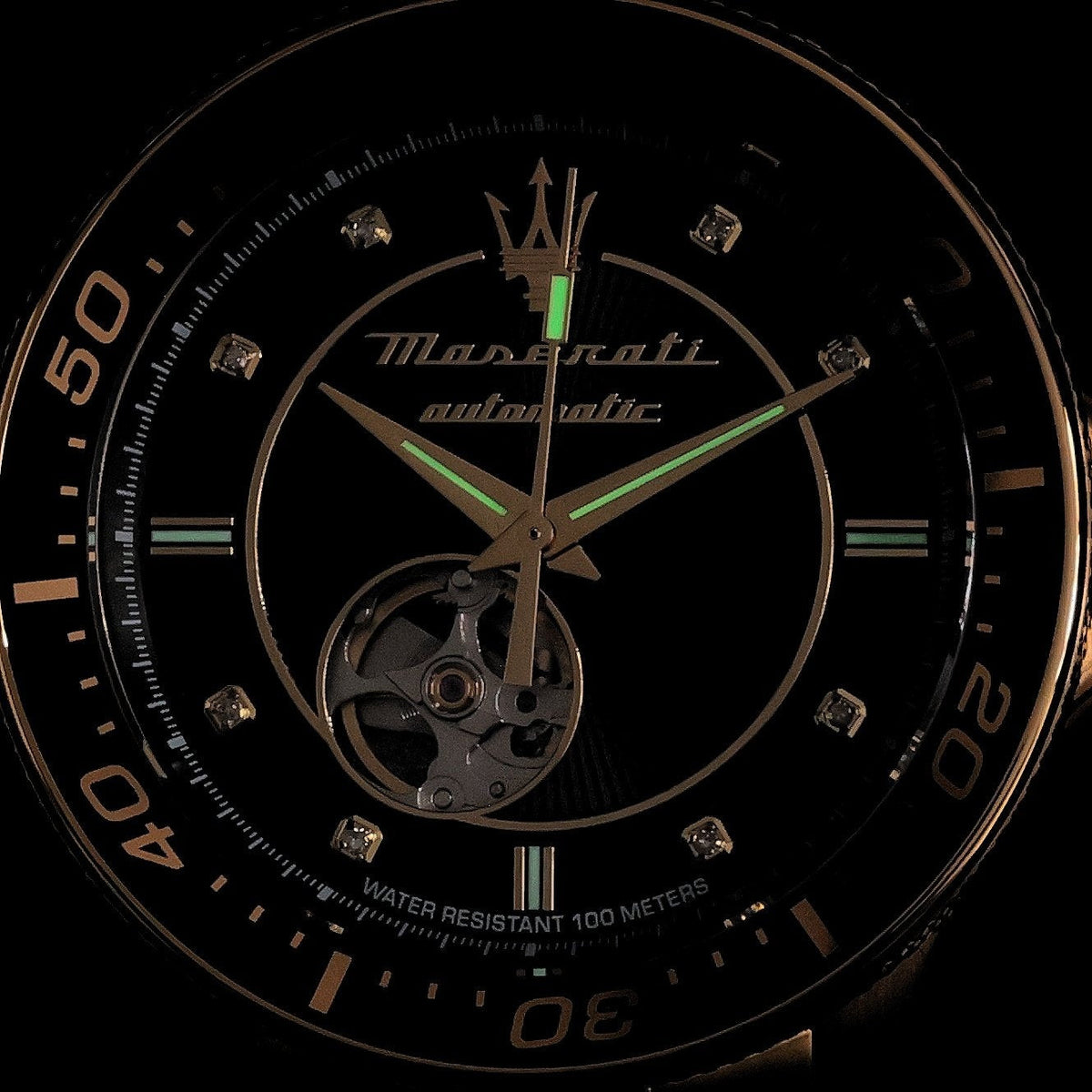 Maserati SFIDA Special Edition Automatic Black Dial Gold Steel Strap Watch for Men - R8823140012
